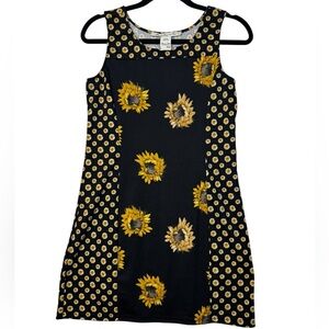 American Rag XS‎ Black Sunflower Print Sleeveless Dress